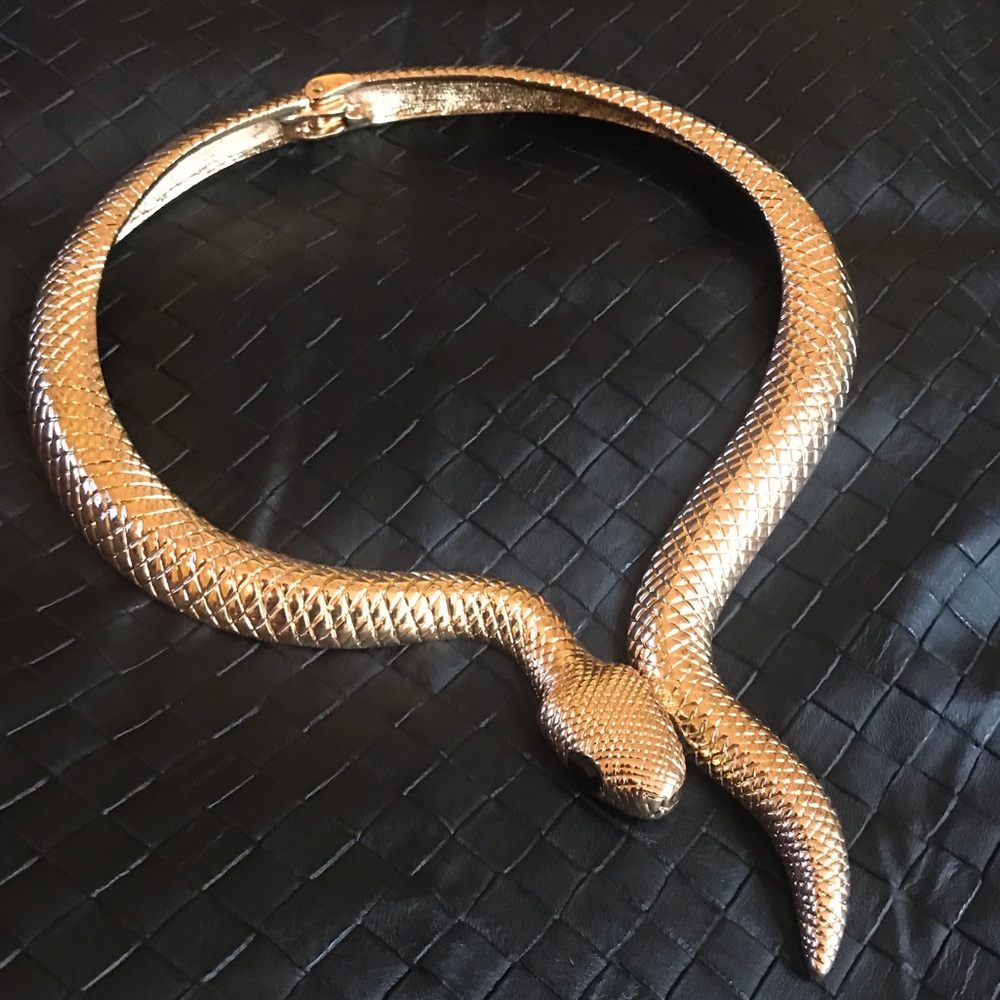Gold Cuff Style Snake Necklace